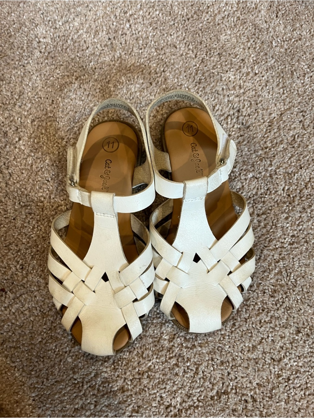 Cat & Jack Ivory Woven Strap Kids Sandals